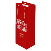 Buon Natale Merry Christmas Geschenktüte Für Weinflaschen (Vorderseite Schrägansicht)