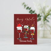 Buon Natale Merry Christmas Wine Lights Postkarte (Stehend Vorderseite)