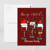 Buon Natale Merry Christmas Wine Lights Postkarte (Vorne/Hinten)