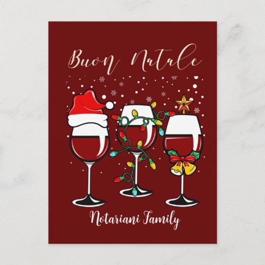Buon Natale Merry Christmas Wine Lights Postkarte (Vorderseite)