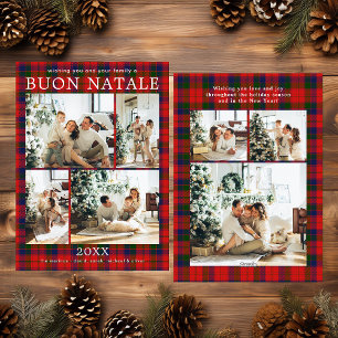 Buon Natale Multi Foto Rote Karierte Ferienkarte Feiertagskarte