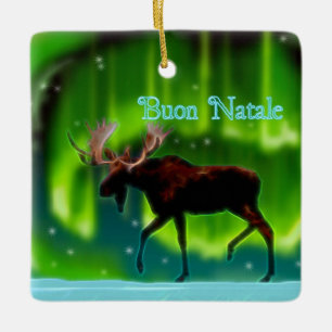 Buon Natale - Northern Lights Elche Keramikornament