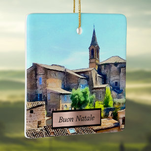 Buon Natale Orvieto Italien Hillside and Church Keramikornament