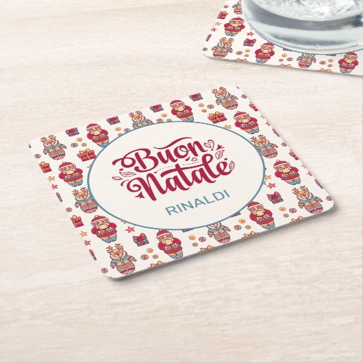 Buon Natale Personalisiert Rechteckiger Pappuntersetzer (angewinkelt)