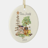 Buon Natale Personalisiert Rustikale Wasserfarbe Keramik Ornament (Rechts)