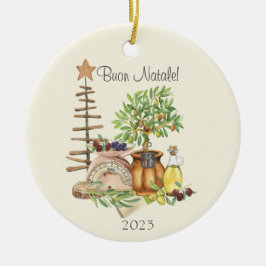Buon Natale Personalisiert Rustikale Wasserfarbe Keramik Ornament