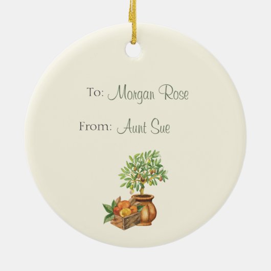 Buon Natale Personalisiert Rustikale Wasserfarbe Keramik Ornament (Hinten)