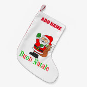 Buon Natale personalisierter Namensitaliener Kleiner Weihnachtsstrumpf (Vorderansicht (hängend))