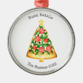 Buon Natale Pizza Slice Year Ornament Aus Metall (Vorne)