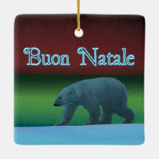 Buon Natale - Polar Lights Polar Bear Keramikornament (Rückseite)