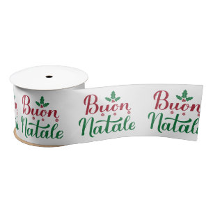 Buon Natale Red Green Satinband
