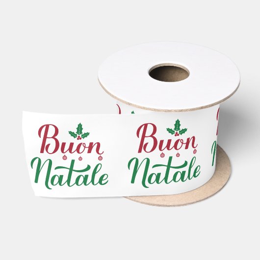 Buon Natale Red Green Satinband (Spule)