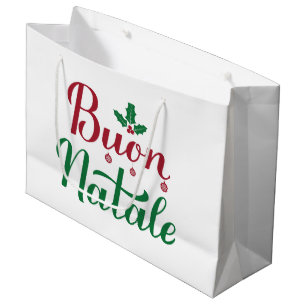 Buon Natale Red und Green Christmas Große Geschenktüte
