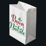 Buon Natale Red und Green Christmas Mittlere Geschenktüte<br><div class="desc">Fett Rot und Grün Italienisch Frohe Weihnachtsgeschenktasche. Auf zwei Seiten gedruckt.</div>