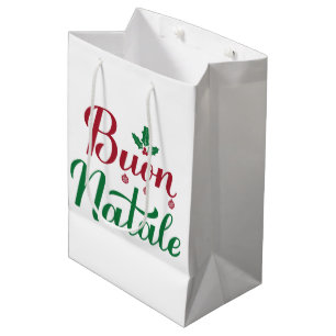 Buon Natale Red und Green Christmas Mittlere Geschenktüte