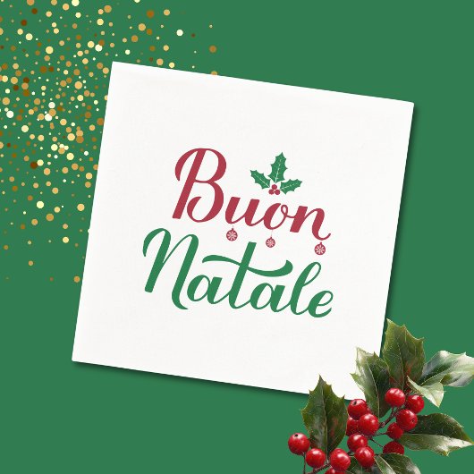 Buon Natale Red und Green Christmas Serviette