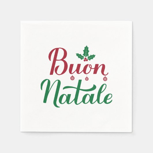 Buon Natale Red und Green Christmas Serviette (Vorderseite)