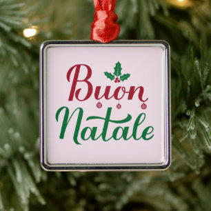 Buon Natale Red und Green Italia Weihnachten Ornament Aus Metall