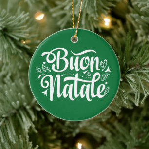 Buon Natale Simple Green Keramik Ornament