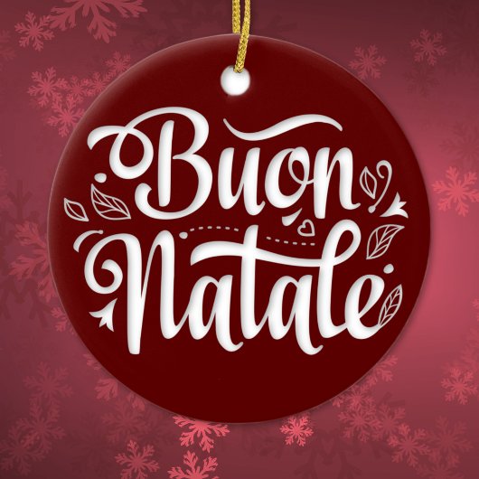 Buon Natale Simple Red Italian Christmas Keramik Ornament