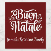 Buon Natale Simple Red Italian Christmas Weinetikett (Einzelnes Label)