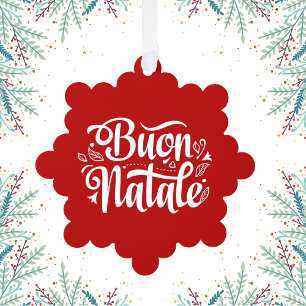 Buon Natale Simple Red Tag Ornament Karte