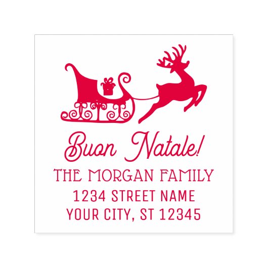 Buon Natale Sleigh Reindeer Name Rücksendeadresse Permastempel (Design)