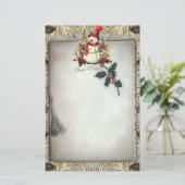 Buon Natale Snowman Weihnachtsgrenze Briefpapier (Stehend Vorderseite)