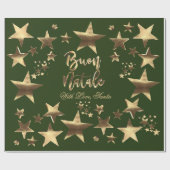 Buon Natale Stars Green Gold Script Weihnachten Geschenkpapier (Flach)