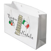 Buon Natale Turm von Pisa Große Geschenktüte (Rückseite Schrägansicht)