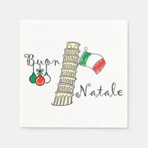 Buon Natale Turm von Pisa Serviette
