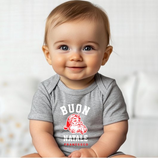 Buon Natale Vintag Santa Baby Bodysuit Baby Strampler