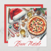 Buon Natale Watercolor Italienisches Weihnachtsfes Einladung (Vorne/Hinten)