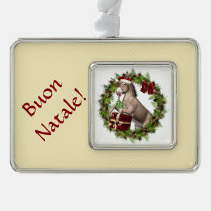 Buon Natale WeihnachtsDonkey Rahmen-Ornament Silber