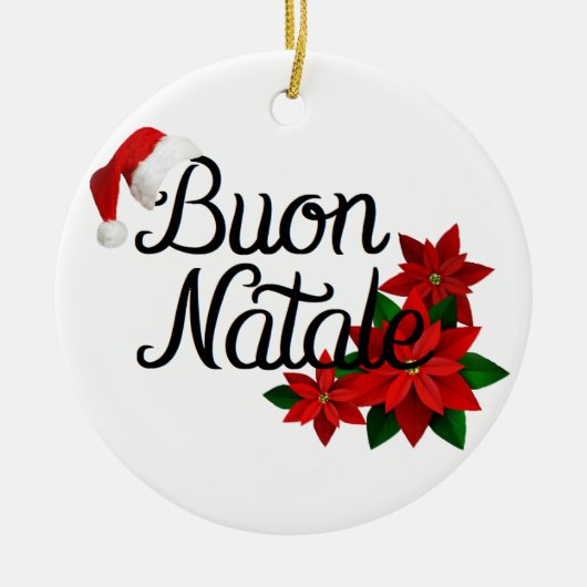 Buon Natale Weihnachtsmannmütze Keramik Ornament (Vorne)