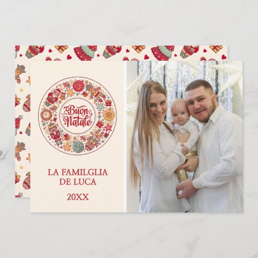 Buon Natale Wreath Feiertagskarte (Vorne/Hinten)