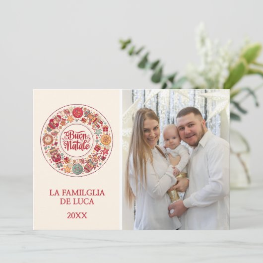 Buon Natale Wreath Feiertagskarte (Stehend Vorderseite)
