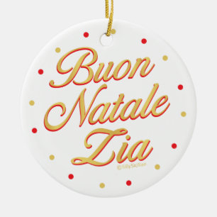 Buon Natale Zia Personalisiert Gold White Red Keramik Ornament