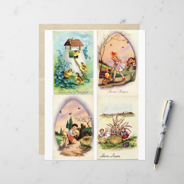 Buona Pasqua Ostern Postkarten Clipart (Vorderseite/Rückseite Beispiel)