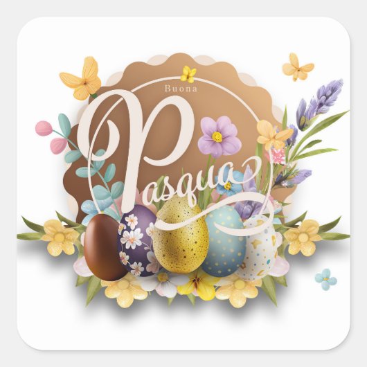Buona Pasqua Quadratischer Aufkleber (Vorderseite)
