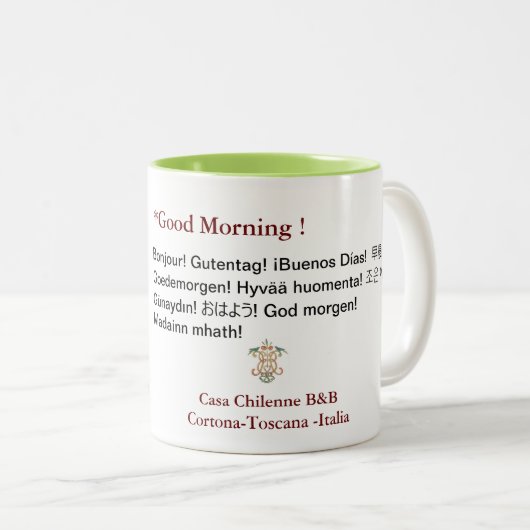 Buongiorno/*Good Morgen-mehrsprachige Tasse (VorderseiteRechts)