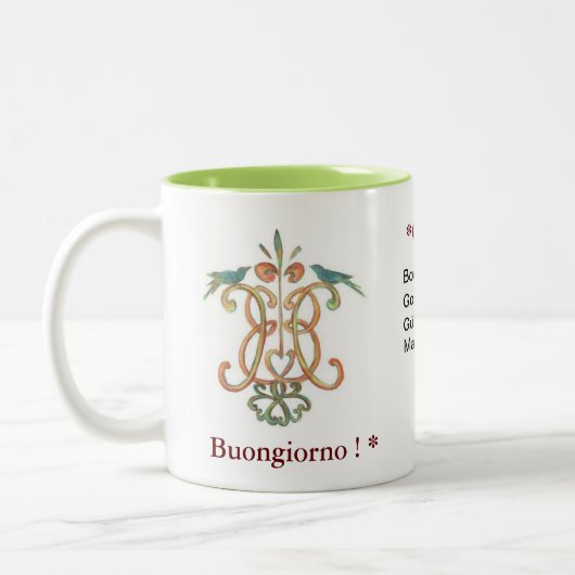 Buongiorno/*Good Morgen-mehrsprachige Tasse (Links)
