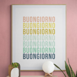 Buongiorno Italian Hello Typografy Niedlich Colorf Poster