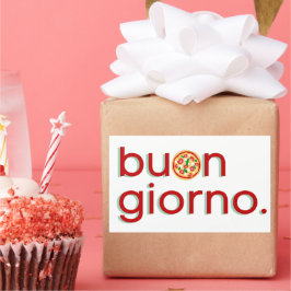 Buongiorno Italienisch Hallo mit einer Pizza! Rechteckiger Aufkleber