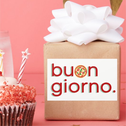 Buongiorno Italienisch Hallo mit einer Pizza! Rechteckiger Aufkleber (Party)