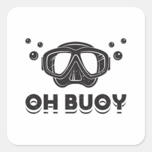 Buoy Scuba Diver Ocean Deep Sea Diving Quadratischer Aufkleber