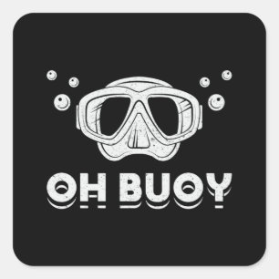 Buoy Scuba Diver Ocean Deep Sea Funny Quadratischer Aufkleber