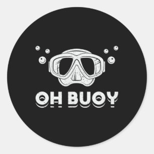 Buoy Scuba Diver Ocean Deep Sea Funny Runder Aufkleber