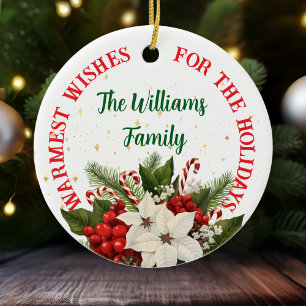 Buquet de flores de Poinsettia Personalizado Keramik Ornament
