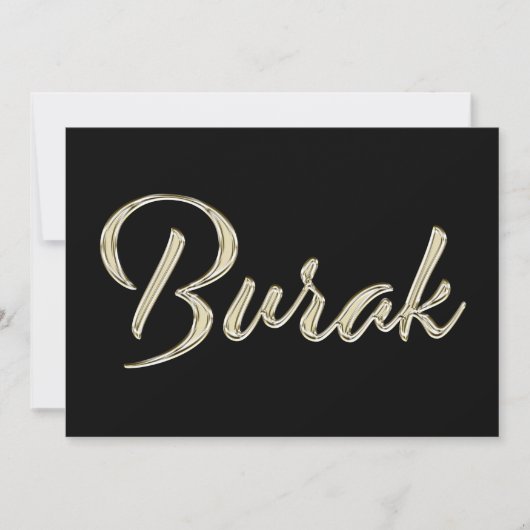 Burak Name white gold Handwriting Karte (Vorderseite)